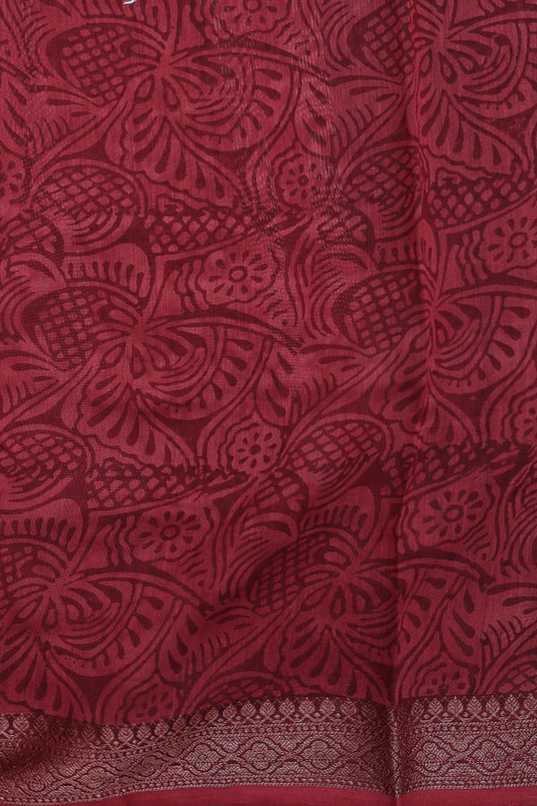 Chanderi Cotton Saree In Grey With Printed Design