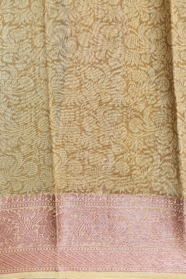 Chanderi Cotton Saree In Fern Green With Floral Design