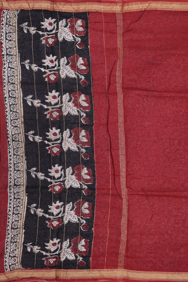 Chanderi Cotton Saree In Light Brown With Printed Design