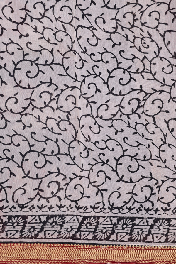 Chanderi Cotton Saree In Light Brown With Printed Design