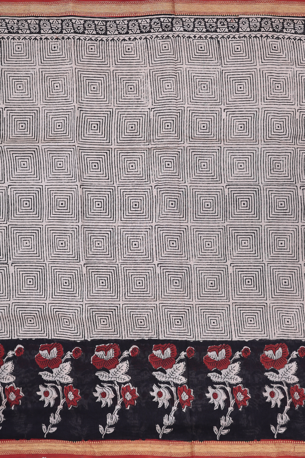 Chanderi Cotton Saree In Light Brown With Printed Design
