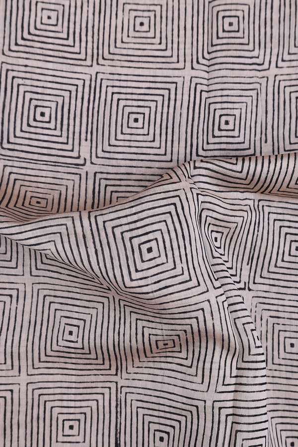 Chanderi Cotton Saree In Light Brown With Printed Design