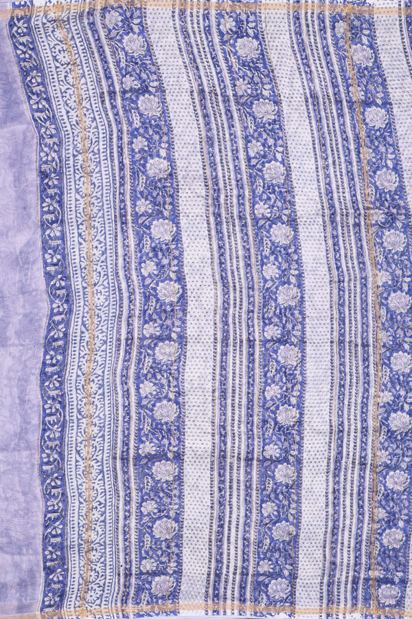 Chanderi Cotton Saree In Light Purple With Floral Design