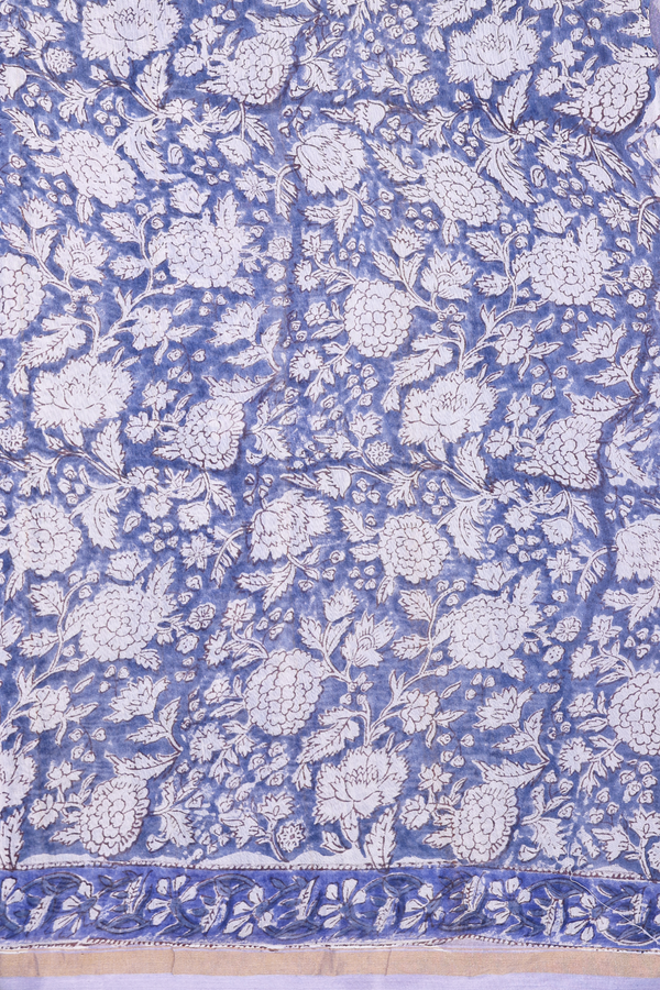 Chanderi Cotton Saree In Light Purple With Floral Design