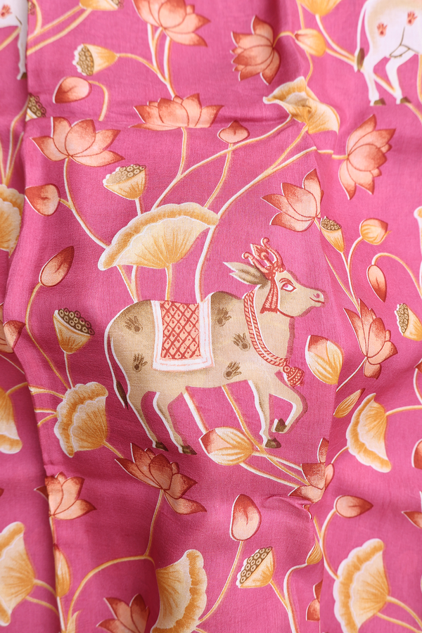 Chanderi Cotton Saree In Mauve Pink With Floral Design