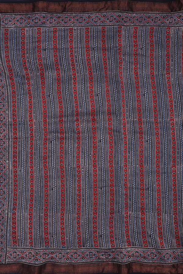 Chanderi Cotton Saree In Multicolor With Ajrakh Printed