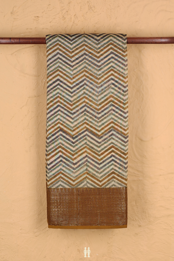 Chanderi Cotton Saree In Multicolor With Chevron Design