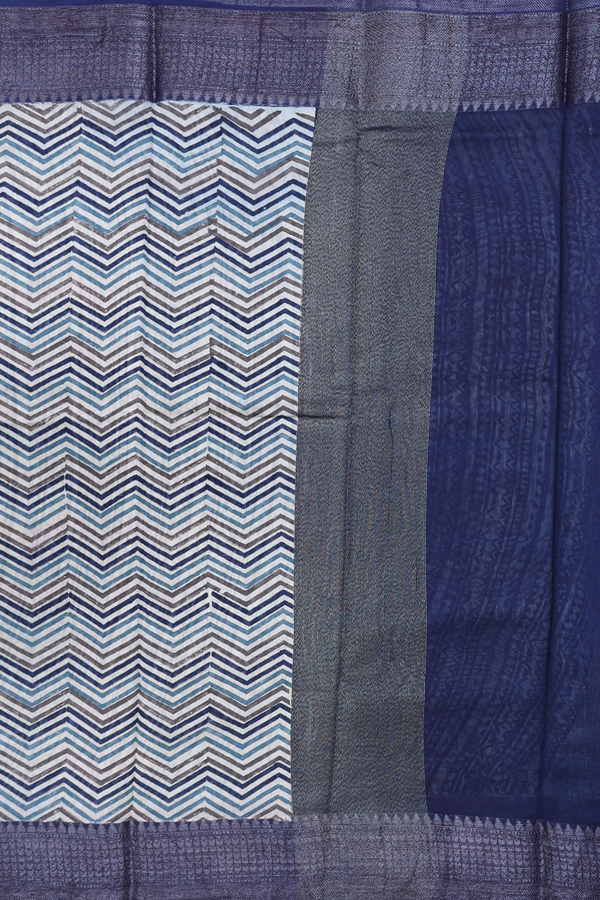 Chanderi Cotton Saree In Multicolor With Chevron Design