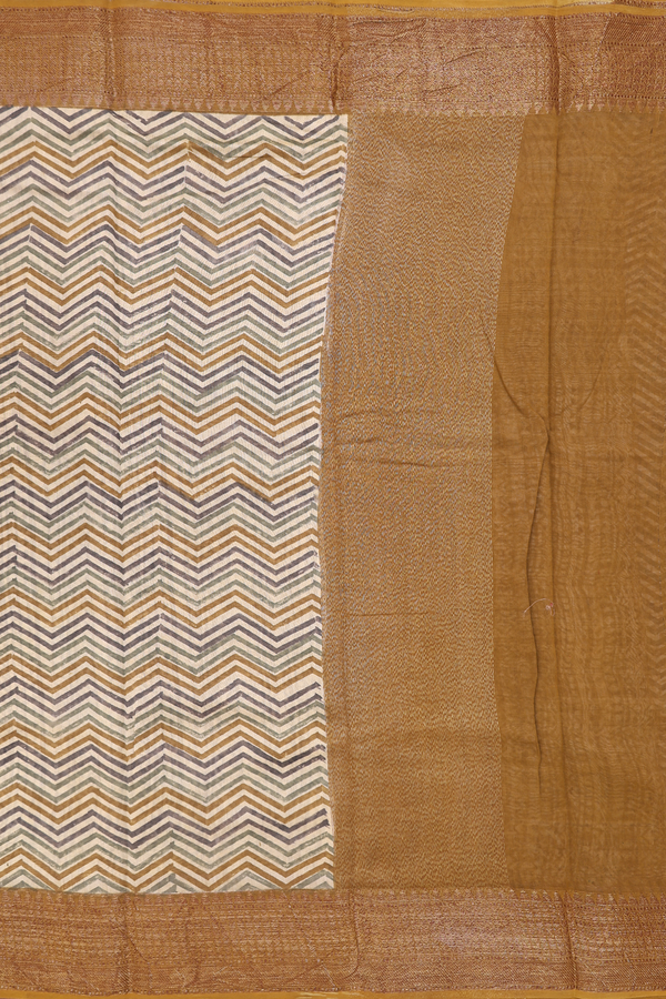 Chanderi Cotton Saree In Multicolor With Chevron Design