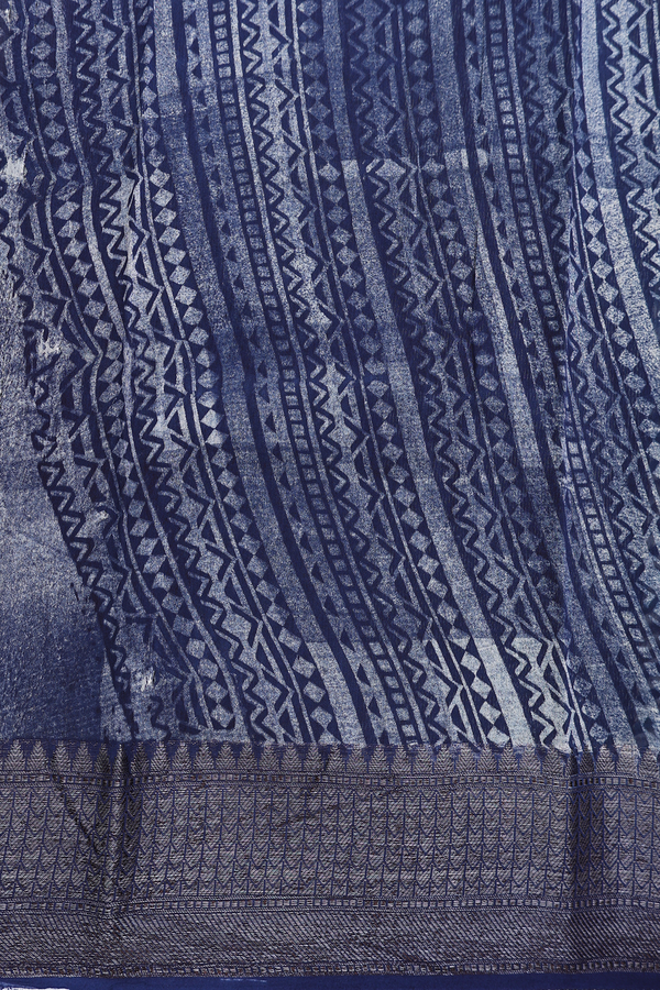 Chanderi Cotton Saree In Multicolor With Chevron Design