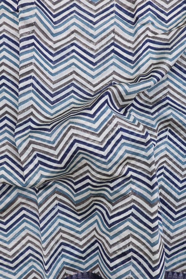Chanderi Cotton Saree In Multicolor With Chevron Design