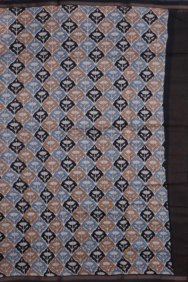 Chanderi Cotton Saree In Multicolor With Floral Design