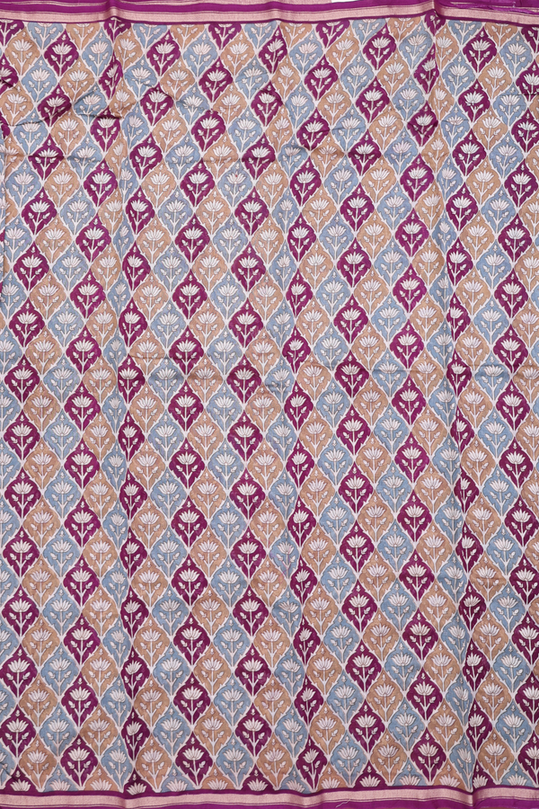 Chanderi Cotton Saree In Multicolor With Floral Design
