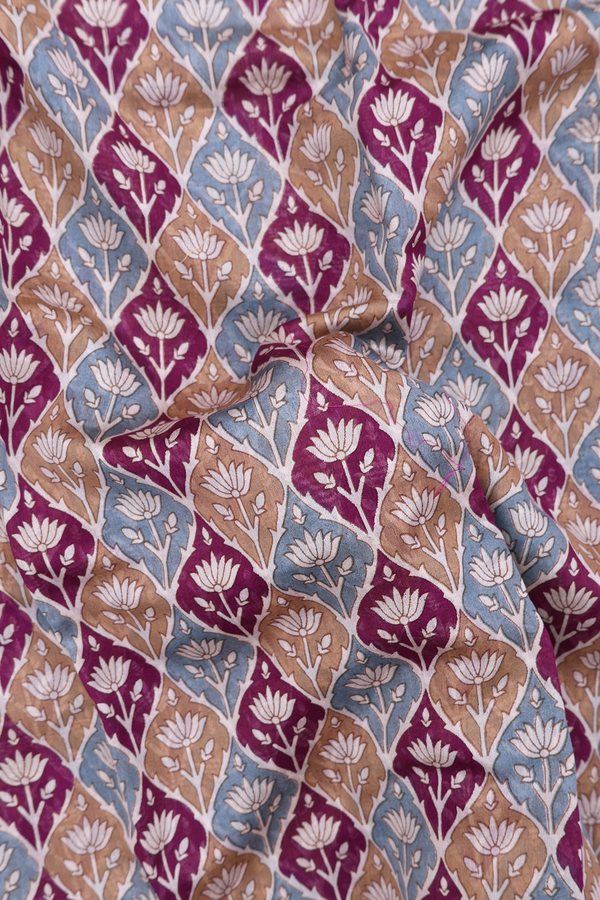 Chanderi Cotton Saree In Multicolor With Floral Design