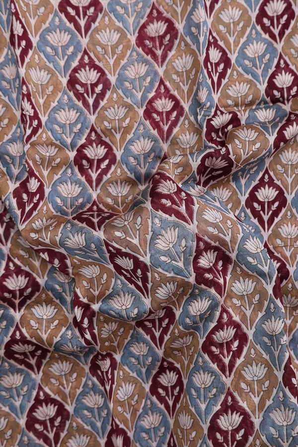 Chanderi Cotton Saree In Multicolor With Floral Design