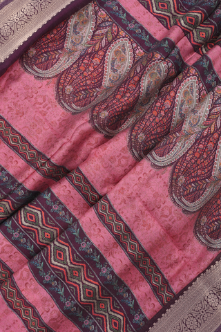 Chanderi Cotton Saree In Multicolor With Floral Print Design