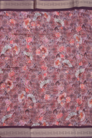 Chanderi Cotton Saree In Multicolor With Floral Print Design