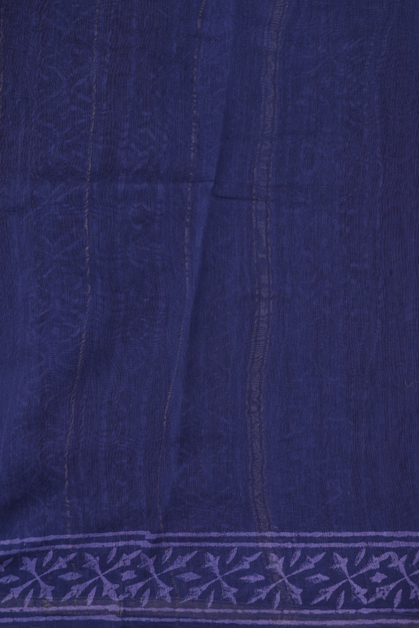 Chanderi Cotton Saree In Navy Blue With Printed Design