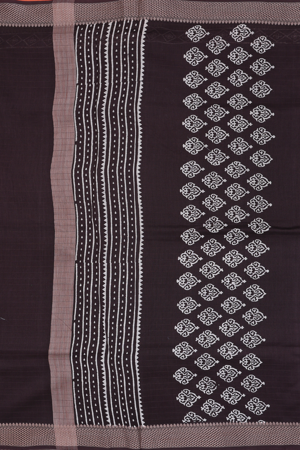 Chanderi Cotton Saree In Orange With Printed Design