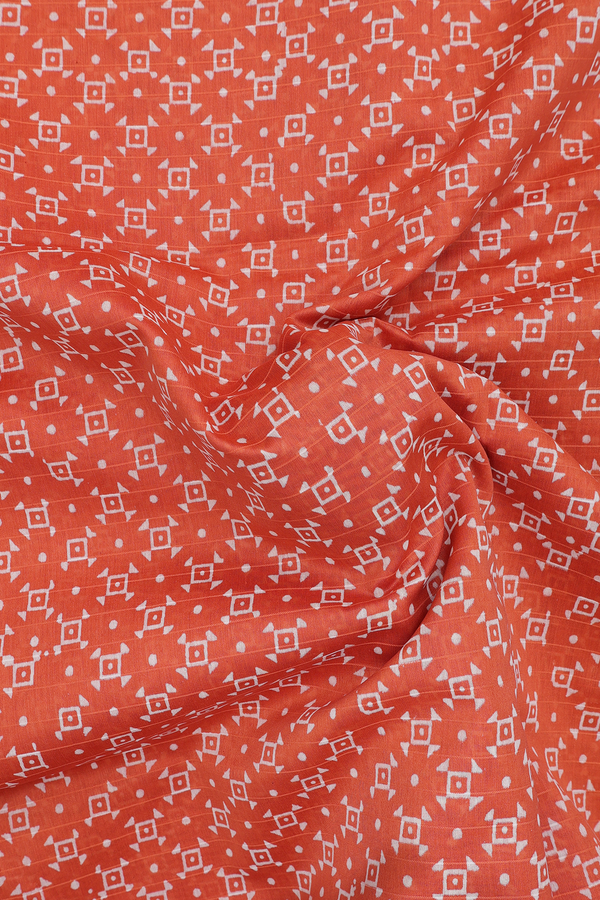 Chanderi Cotton Saree In Orange With Printed Design