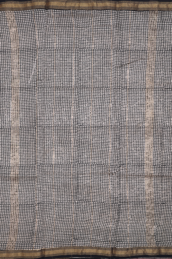 Chanderi Cotton Saree In Oxford Blue With Paisley Design