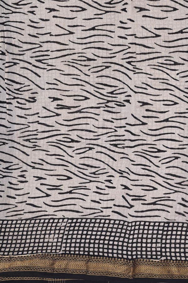 Chanderi Cotton Saree In Oxford Blue With Paisley Design