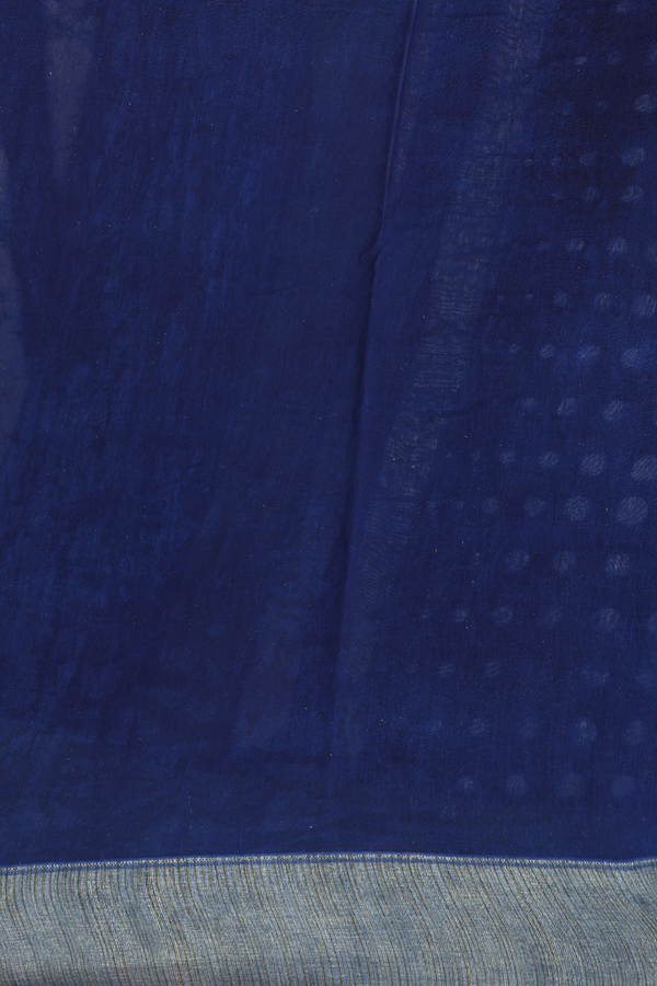 Chanderi Cotton Saree In Oxford Blue With Printed Design