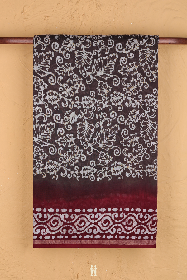 Chanderi Cotton Saree In Oxford Brown With Allover Design
