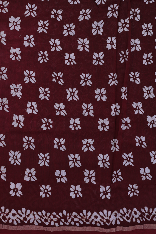 Chanderi Cotton Saree In Oxford Brown With Allover Design