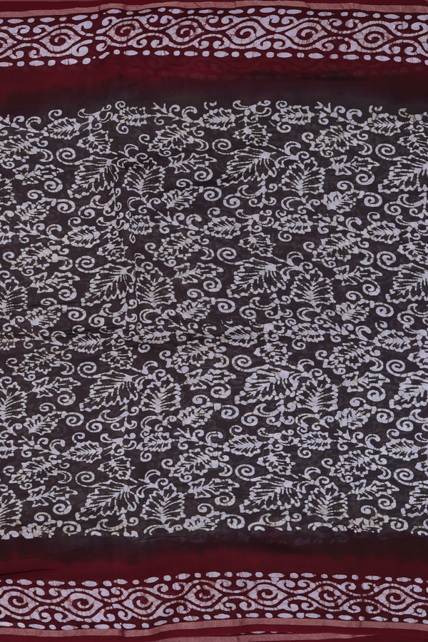 Chanderi Cotton Saree In Oxford Brown With Allover Design