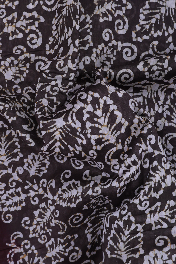 Chanderi Cotton Saree In Oxford Brown With Allover Design