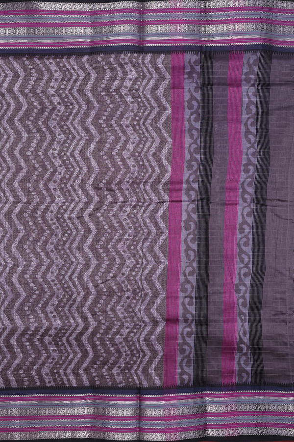 Chanderi Cotton Saree In Oxford Brown With Printed Design