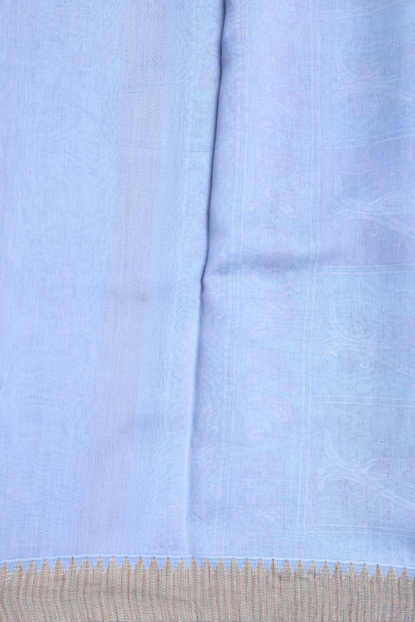 Chanderi Cotton Saree In Pastel Blue With Floral Design