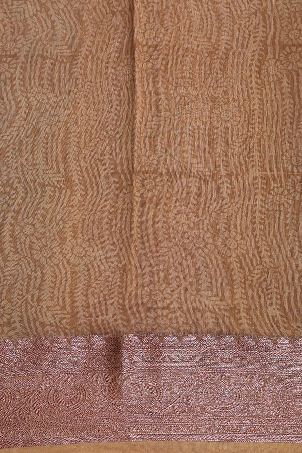 Chanderi Cotton Saree In Pine Green With Printed Design