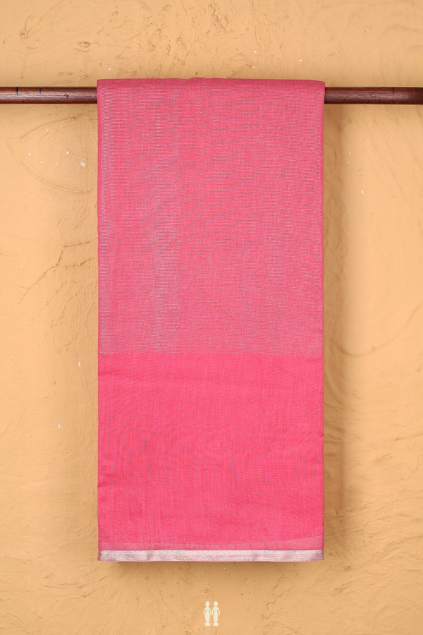 Chanderi Cotton Saree In Pink With Stripes Design