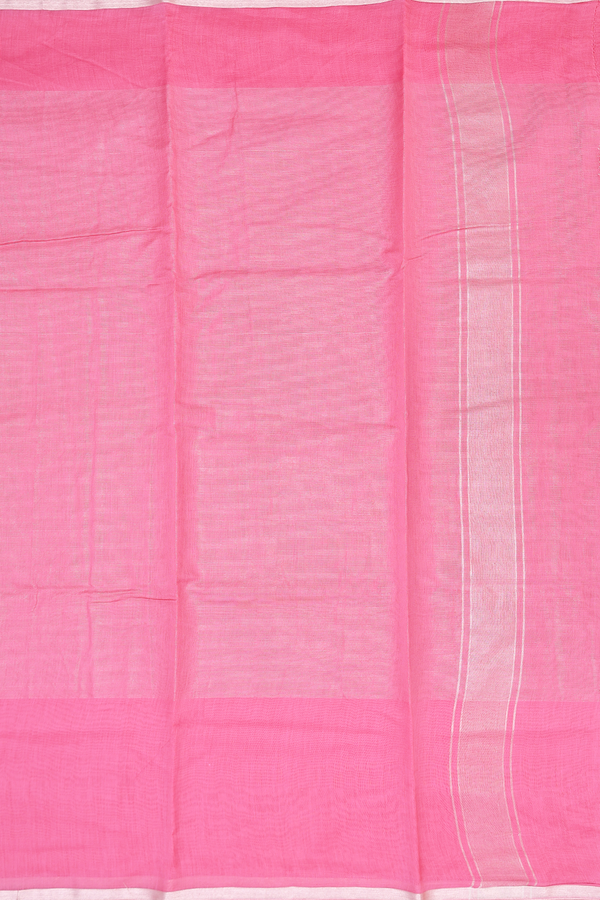 Chanderi Cotton Saree In Pink With Stripes Design