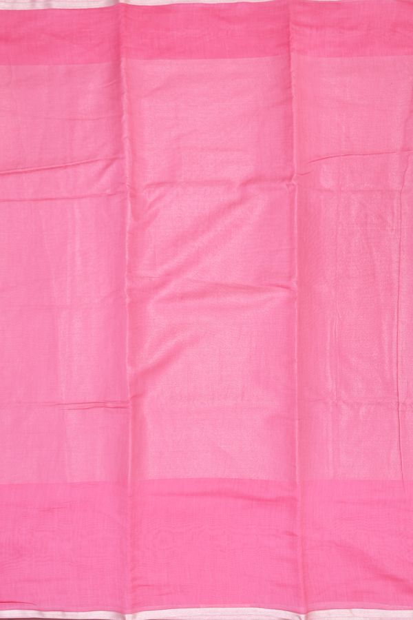 Chanderi Cotton Saree In Pink With Stripes Design