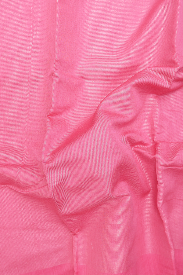 Chanderi Cotton Saree In Pink With Stripes Design