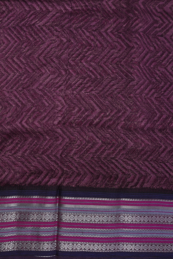 Chanderi Cotton Saree In Plum Brown With Floral Design