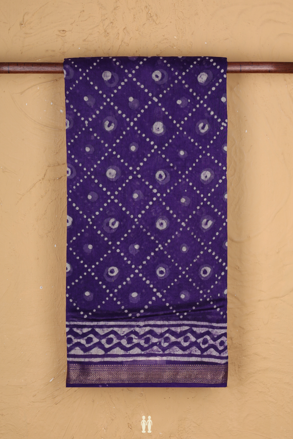 Chanderi Cotton Saree In Purple With Diamond Design