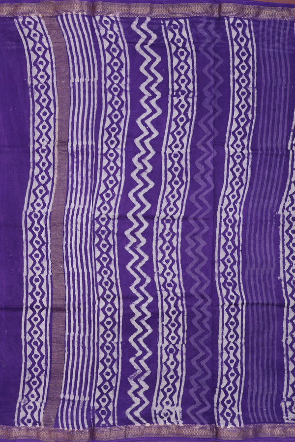 Chanderi Cotton Saree In Purple With Diamond Design
