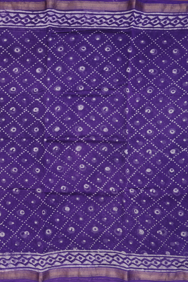 Chanderi Cotton Saree In Purple With Diamond Design
