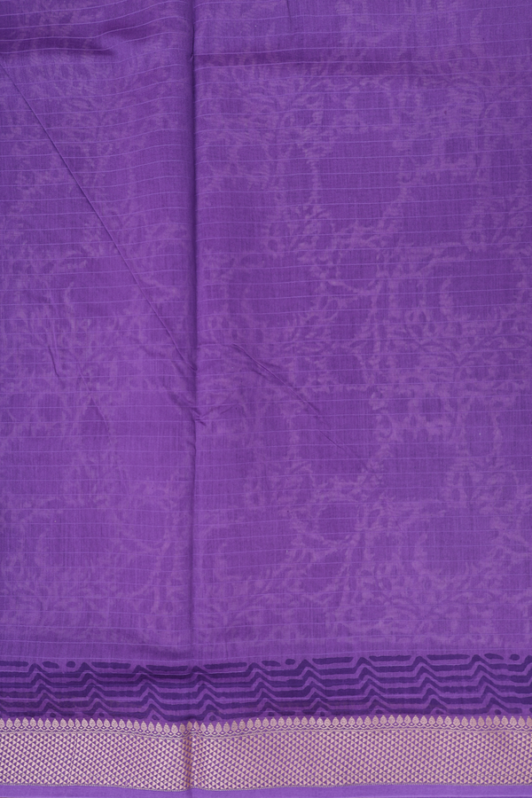 Chanderi Cotton Saree In Purple With Floral Design