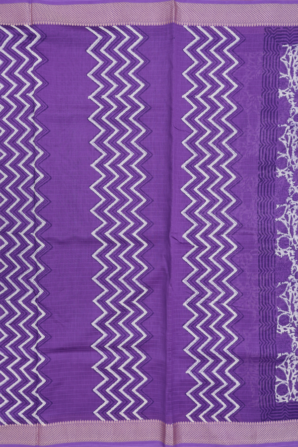 Chanderi Cotton Saree In Purple With Floral Design