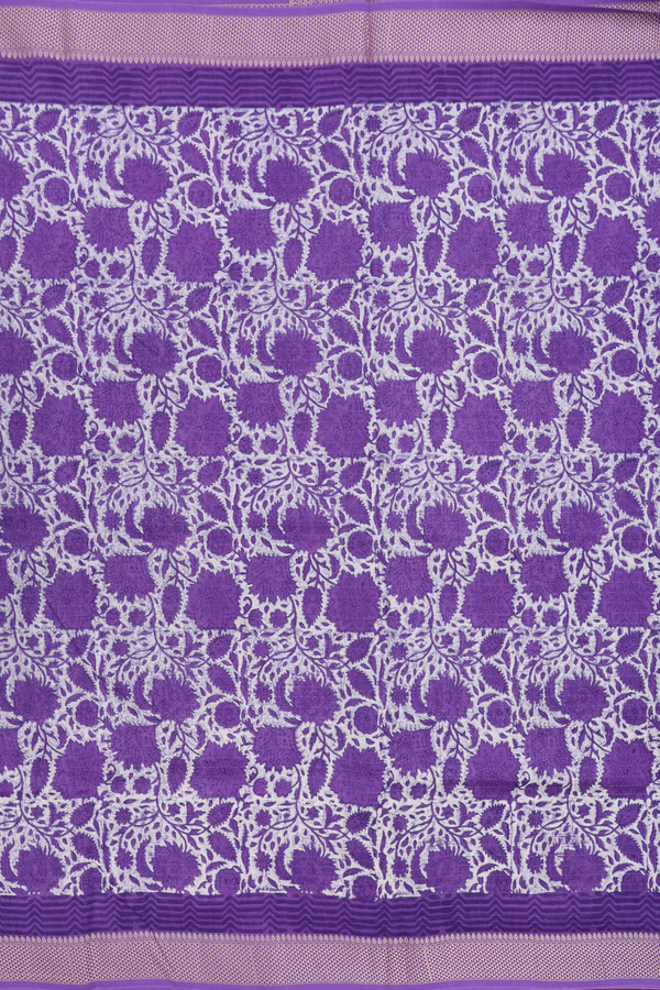 Chanderi Cotton Saree In Purple With Floral Design