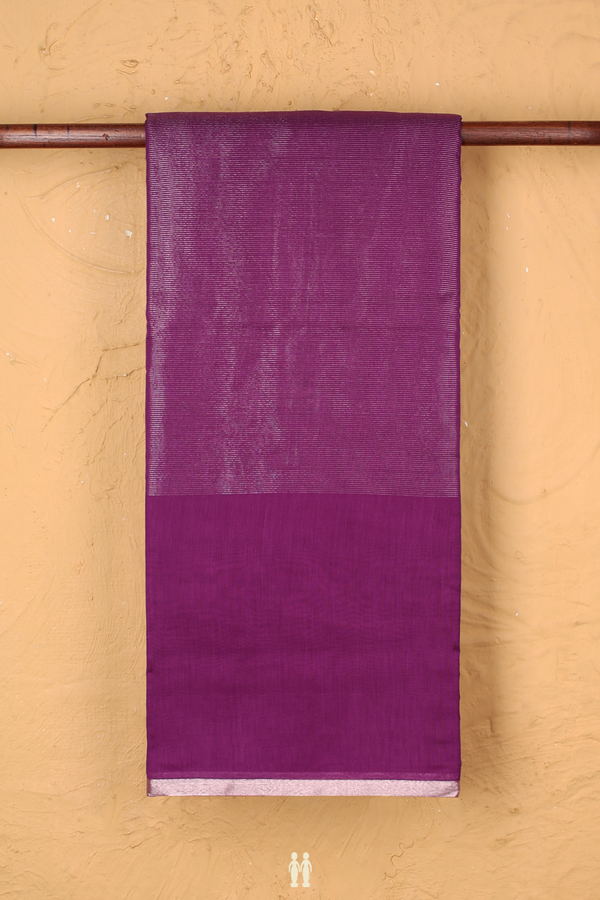 Chanderi Cotton Saree In Purple With Stripes Design