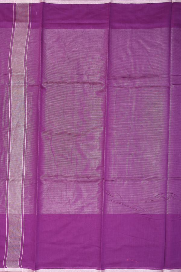 Chanderi Cotton Saree In Purple With Stripes Design