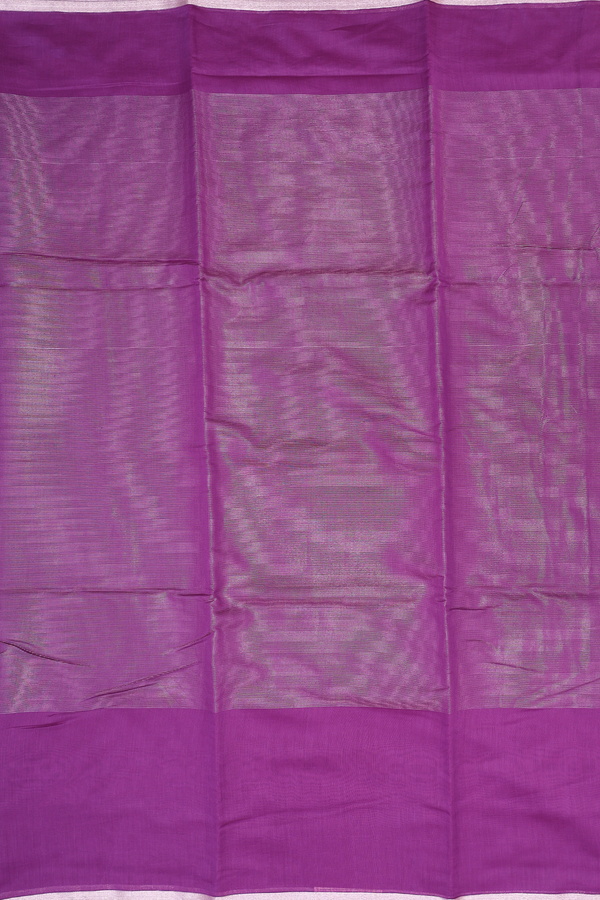 Chanderi Cotton Saree In Purple With Stripes Design