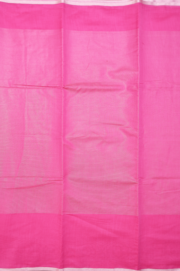Chanderi Cotton Saree In Rani Pink With Stripes Design