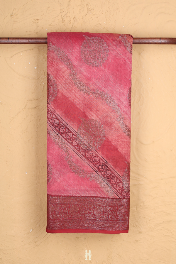 Chanderi Cotton Saree In Red With Allover Design